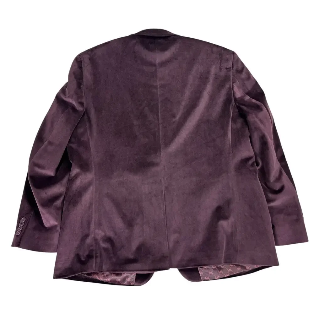 Michael Kors Mens Kent Classic Fit Velvet Sport Coat Burgundy 44S